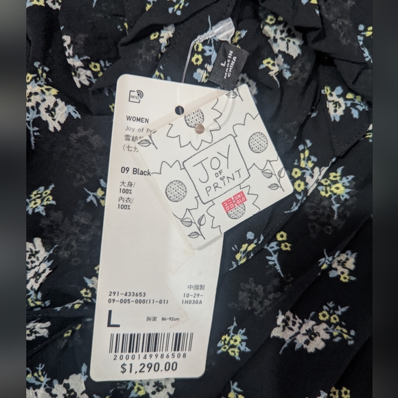 NWT Uniqlo Chiffon Pleated 3/4 Sleeve Dress - Picture 9 of 11